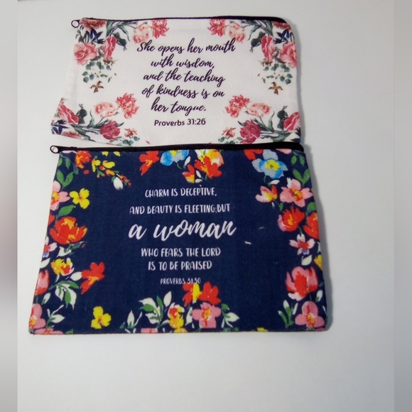 2 Inspirational Bible Verse Make-up Bags Lot #3 - Picture 4 of 8